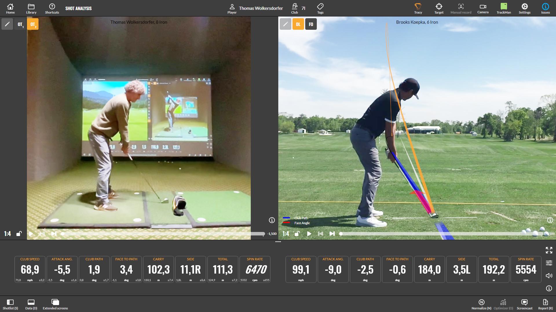 Trackman-Videoanalyse: Schwungvergleich mit Brooks Koepka und Messwerten