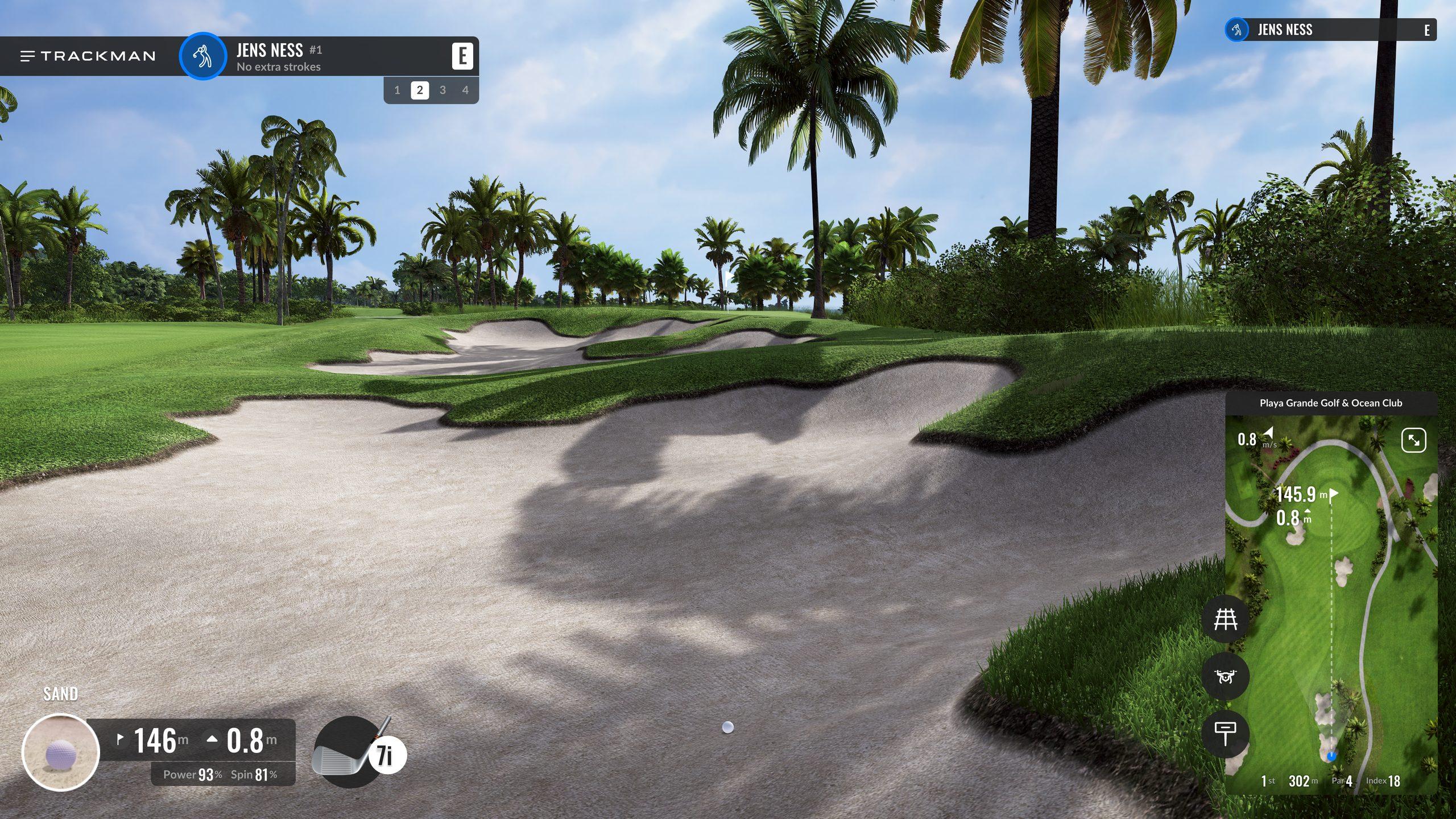 Trackman-Simulation: Bunkerszene im Playa Grande Golf & Ocean Club